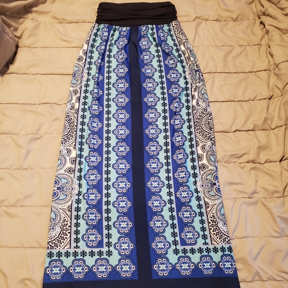 Apt. 9 Dresses & Skirts - APT.9 Elegant Blue Geometric Patterned Women's Strapless Dress/ Skirt M